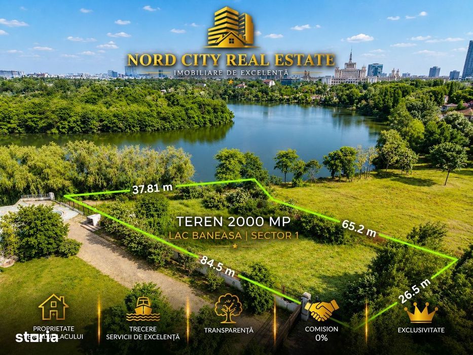Teren Baneasa - deschidere la lac - ideal vila - premium- 2000 mp