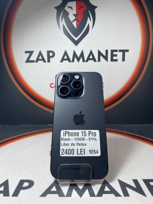 Zap Amanet Vitan - iPhone 15 Pro - Black - 128Gb - 91%