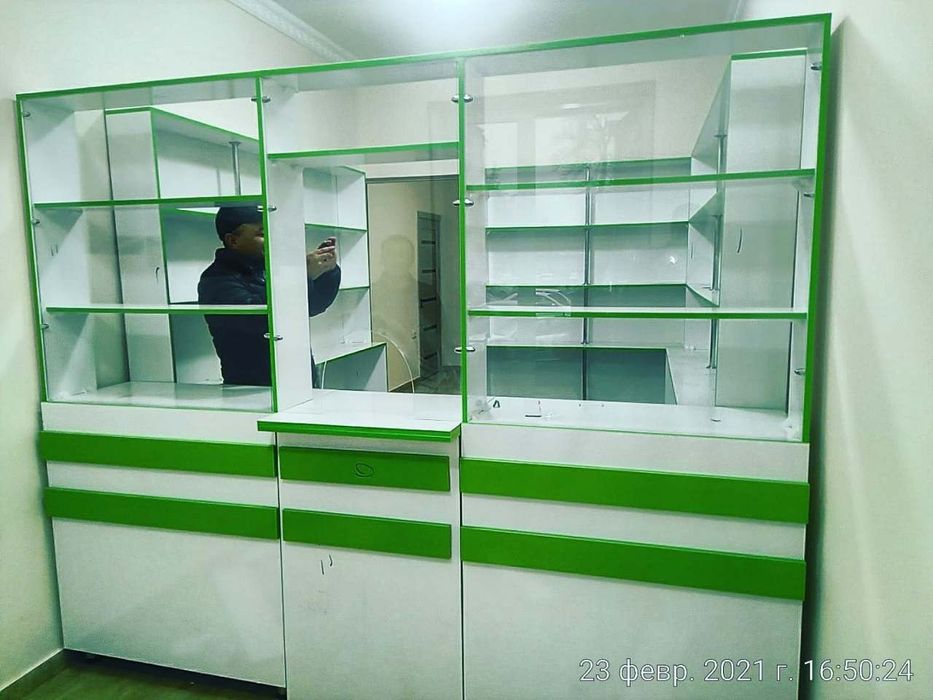 Polka vitrina stelaj Apteka mebel zakaz dorixona oyankli