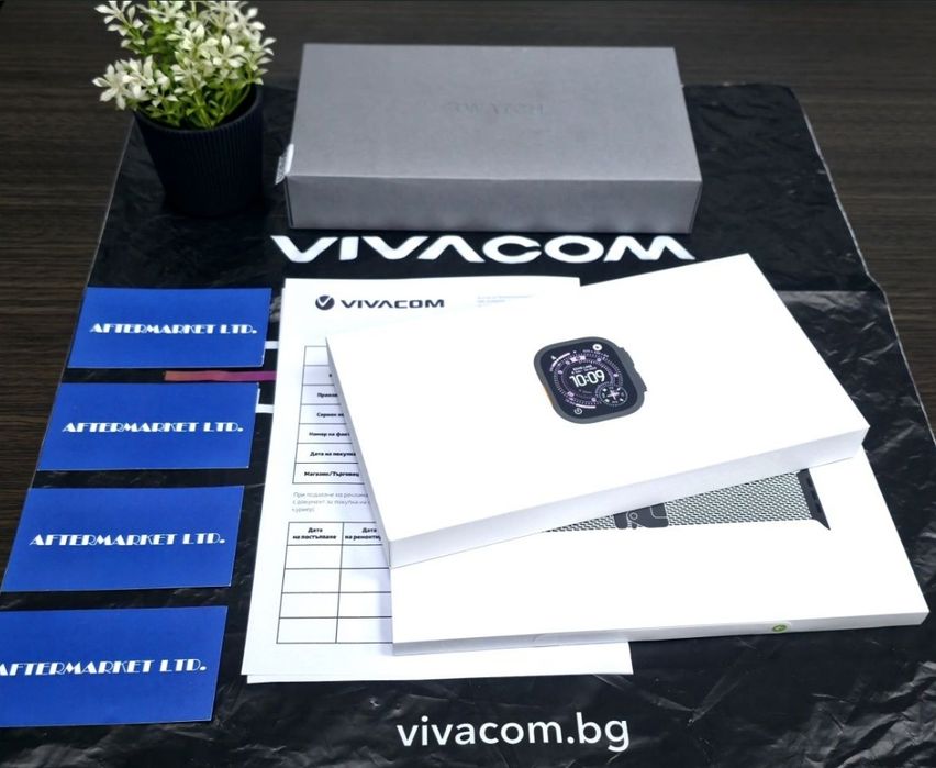 ЗАПЕЧАТАН 49mm Apple watch Ultra 3 Vivacom Гаранция 2028 Black Titanium Milanese