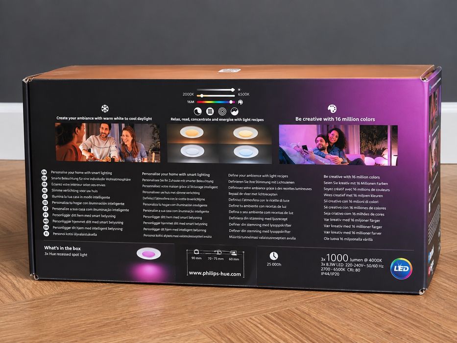 ЧИСТО НОВИ! Philips Hue 3 бр. смарт RGB лунички + кутия