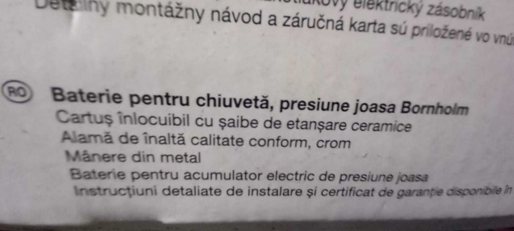 Baterie pentru chiuvetă, presiune joasă, Bornholm