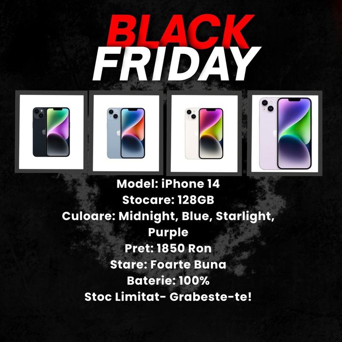 Black Friday!!! iPhone 14 128gb Midnight/Blue/Starlight/Purple