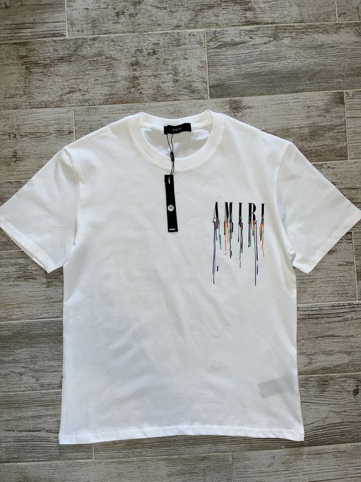 Amiri White Tee Color Drip
