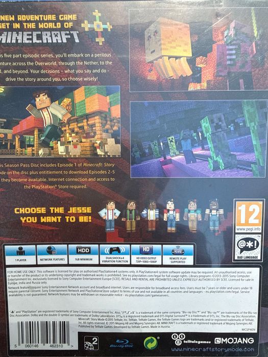 Minecraft Story Mode Season Pass Disc PS4 – рядка Telltale