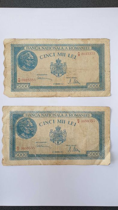 Bancnote 5000 lei colectie 1944 si 1945