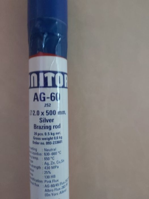 Unitor AG 60 252 2.0 X 500MM 0.5KG – Baghetă cu 55% argint
