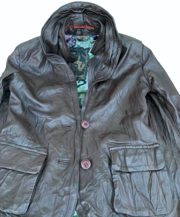 DESIGUAL Geaca Fashion Aspect Creponat Piele Maro Cambrata Original
