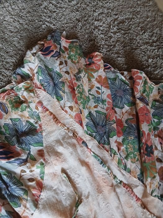 Rochie boho 100% bumbac, imprimeu floral / talie empire