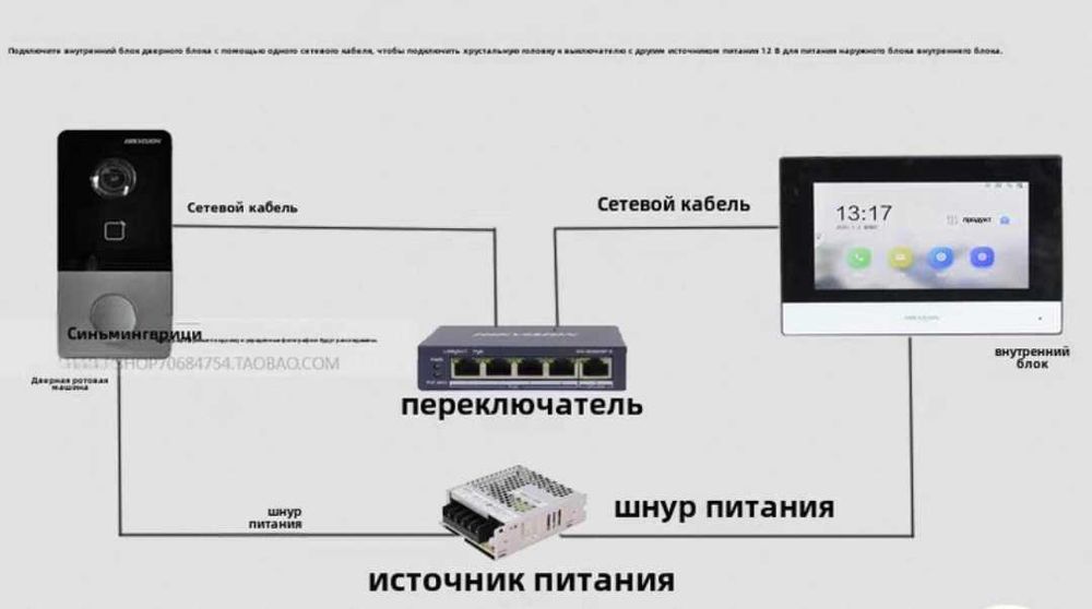 Видеодомофон-звонок Hikvision DS-KV6113-P1  материковый Китай