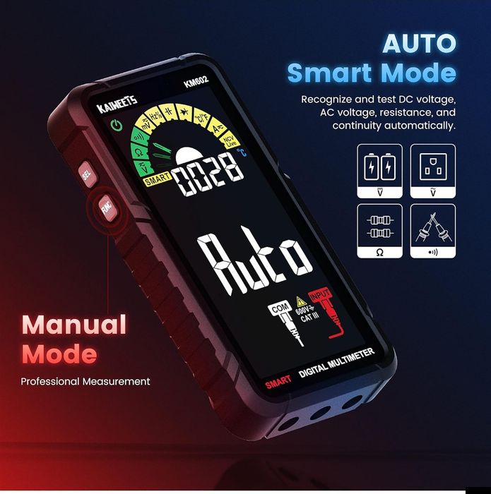 Multimetru digital Kaiweets KM602  6000 numărători True-RMS   AC/DC