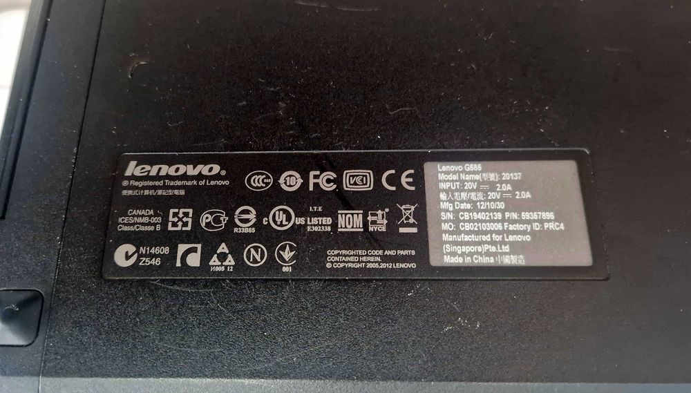 Laptop Lenovo g585