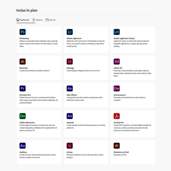 Adobe Creative Cloud Pro 1-12 luni | Photoshop, Lightroom, Premiere