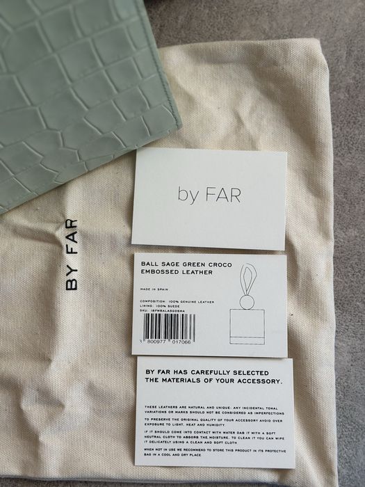 Чанта By far Ball Sage Green Croco Embossed Leather