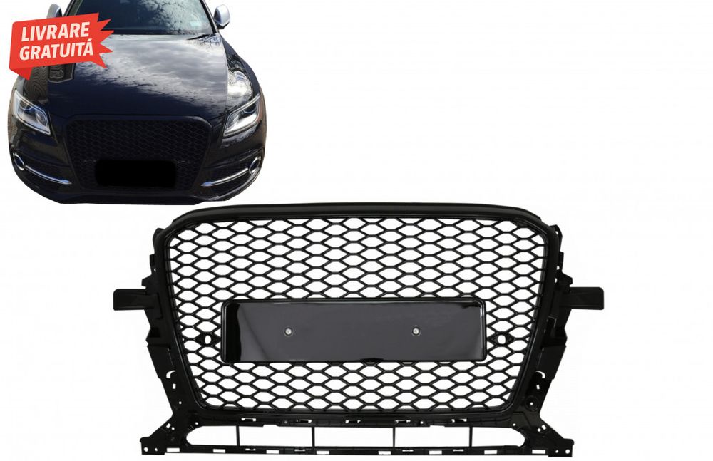 Grila Bara Fata Audi Q5 8R Facelift (2012-2015) Negru Lucios