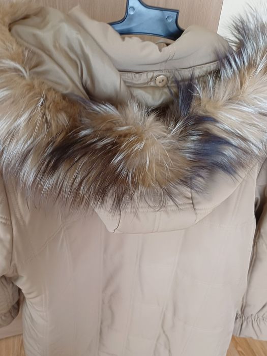 Яке с естествен пух и кожено