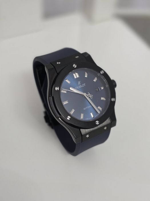Hublot Classic Fusion Blue Ceramic Black Dial Black Rubber Strap 42mm