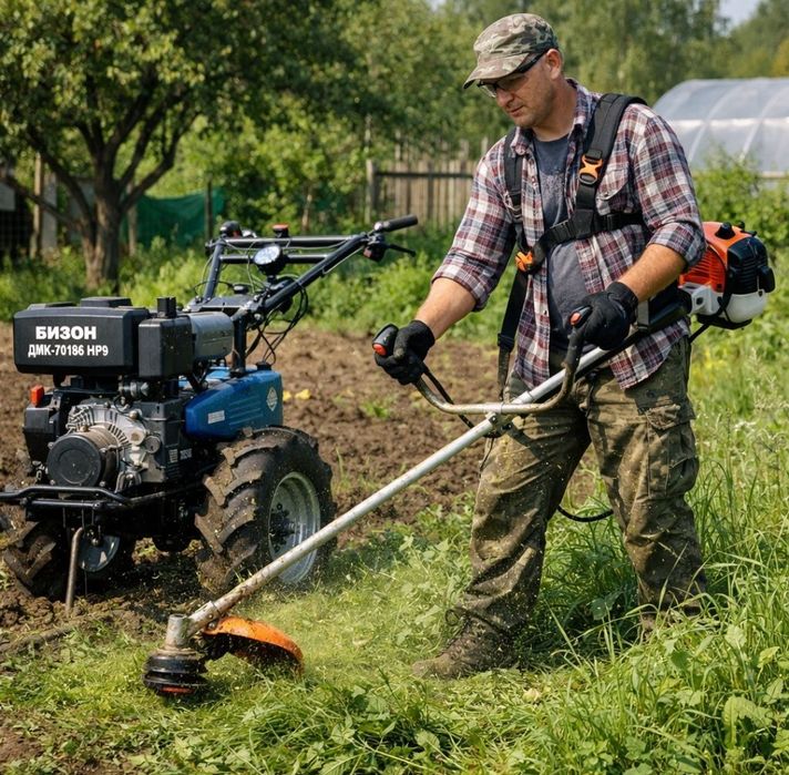 Вспашу огород мотоблоком за 3000 тг за 1 сотку и скашу траву за 2000 т
