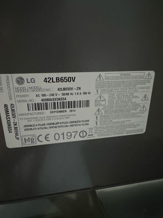 LG Smart TV 42” Full HD – Model 42LB650V + Magic Remote