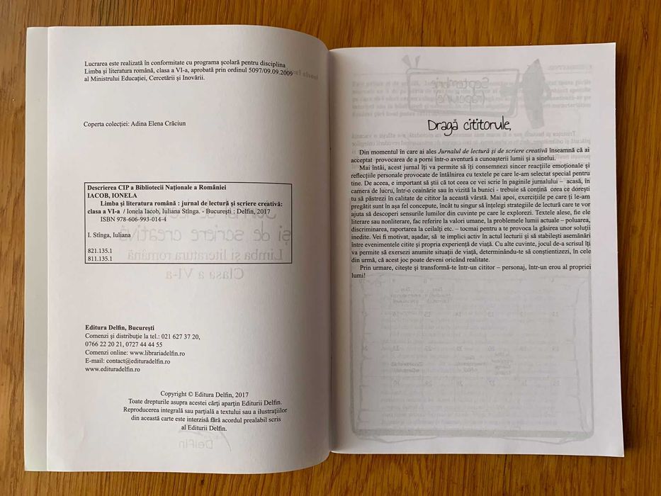 Culegere de Limba și Literatura Română si Jurnal, Clasa a VI-a