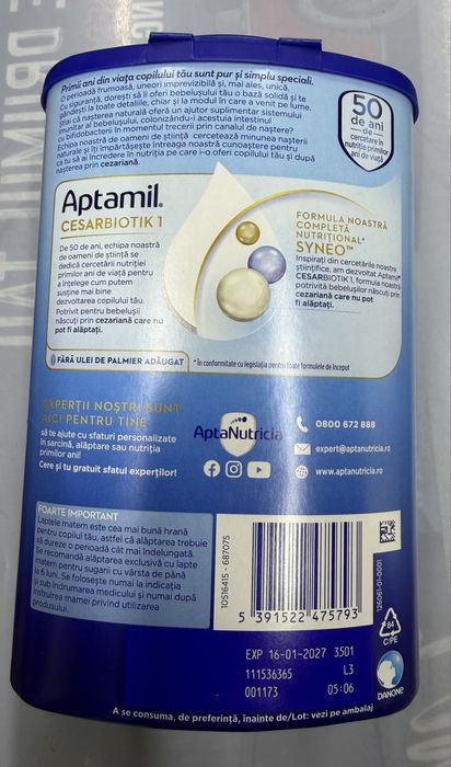 Aptamil CesarBiotik 1 lapte de la 0-6 luni-mai am doua cutii