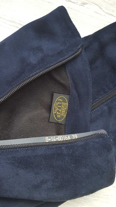 Тъмно сини велурени дамски високи ботуши ELIZA р-р 39