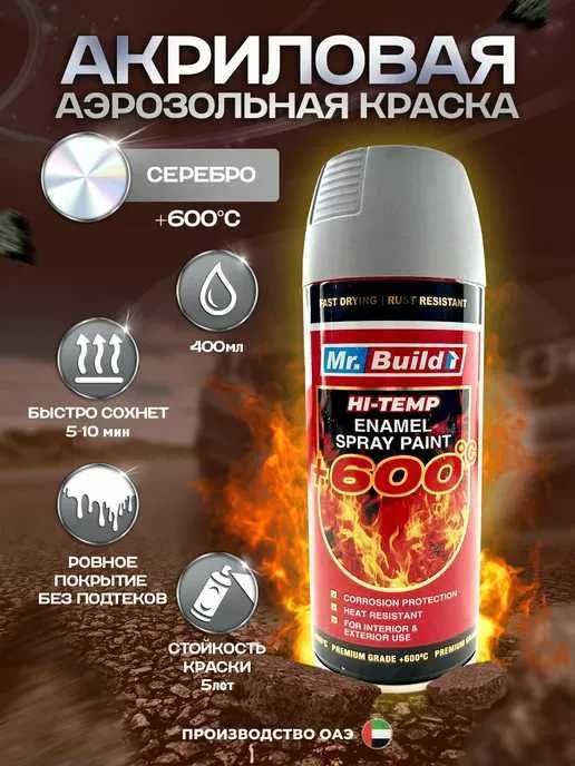 Термостойкая акриловая аэрозольная эмаль 600° C Mr. Build