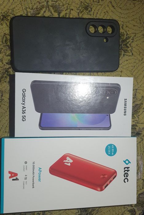 !!  СПЕШНО !! Продавам като нов Samsung galaxy A36 5G+ кейс и power bank
