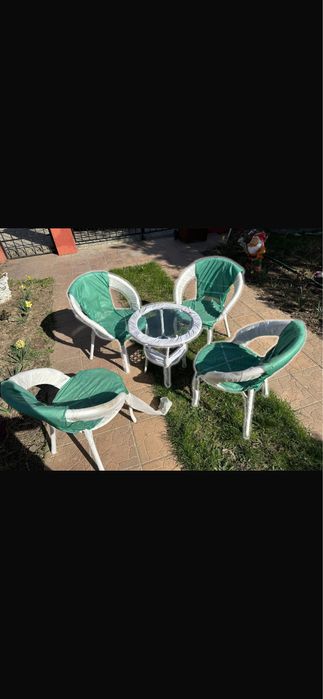 Vand set ratan masa + 4 scaune