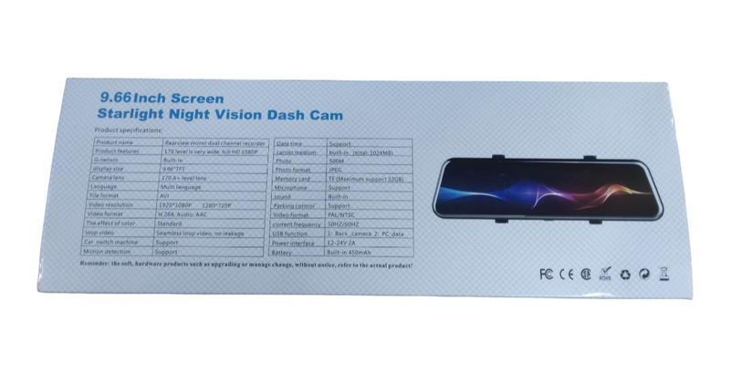 Видеорегистратор DVR 1080 FULL HD 9,66 inhc Touch screen Огледало с дв