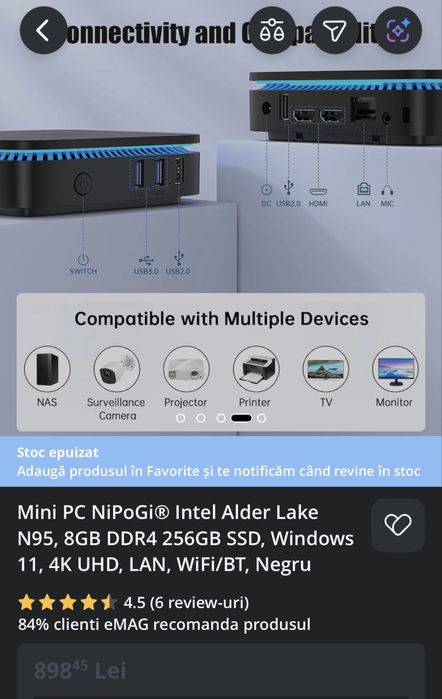 Mini pc Nipogi 8gb/256GB