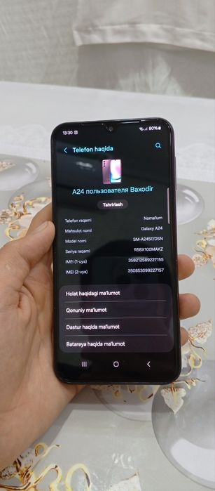 Samsung A 24  128 GB xotira