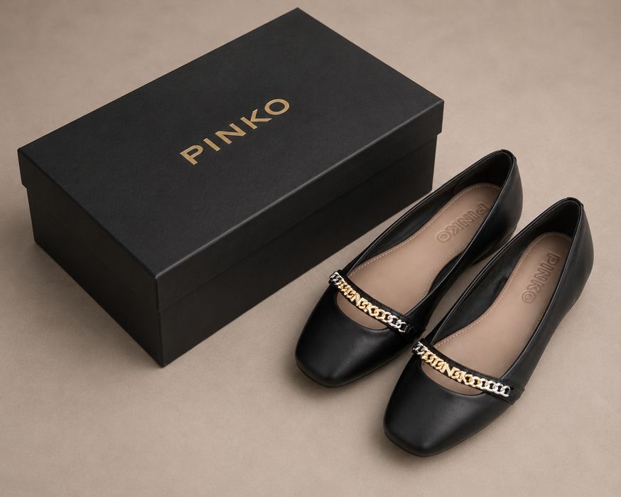 Оригинални Кожени балеринки Pinko с  квадратен нос