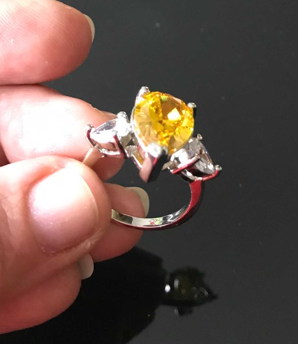 Inel Argint 925 cu Pietre Semipretioase Citrin si Topaz Antichizat