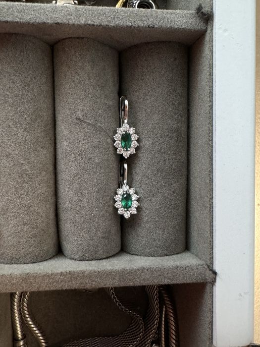 Cercei 14k aur alb smarald