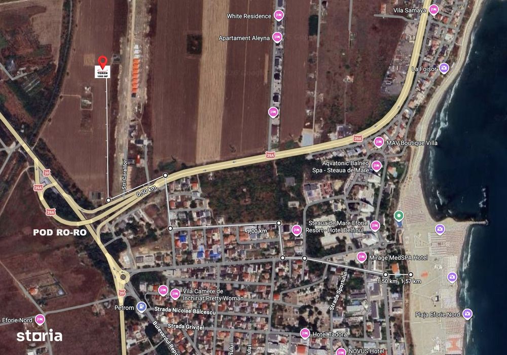 Teren intravilan 1000 mp – Eforie Nord – lângă Pod RORO – 47.000 €