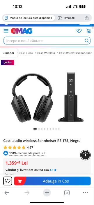 Casti audio sennheiser rs 175