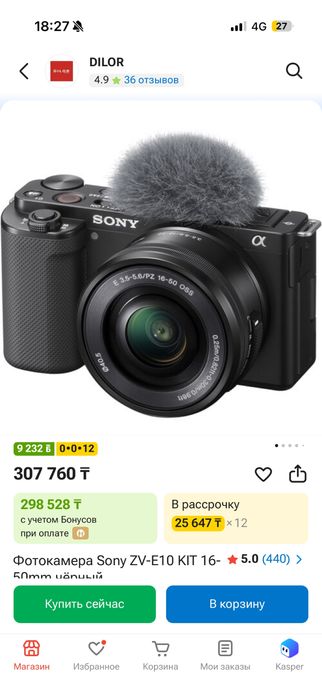 Камера SONY ZVE10