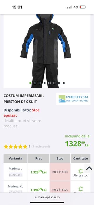 Costum pescuit Preston DFX impermeabil / nou cu eticheta