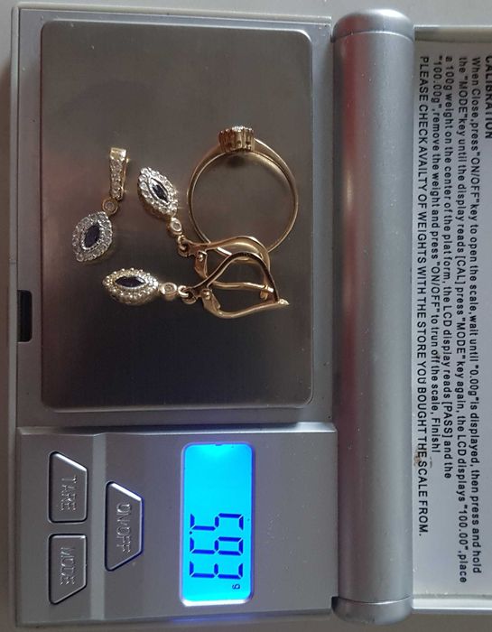 Inel, pandantiv si cercei din aur 14k, cu ametiste si zirconii