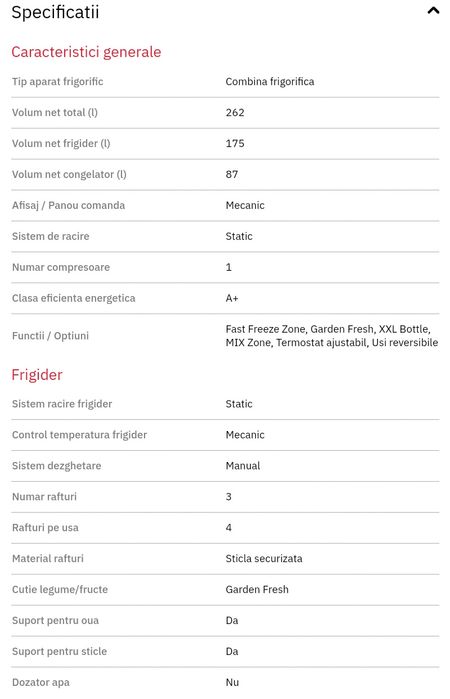 Combina frigorifică/frigider ARCTIC  AK54270+
