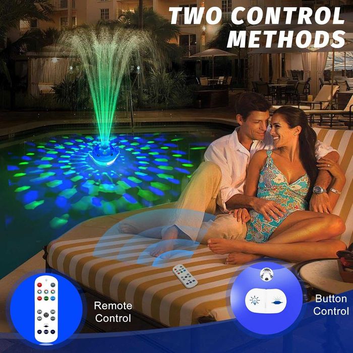 Fantana arteziana plutitoare pentru piscina cu LED