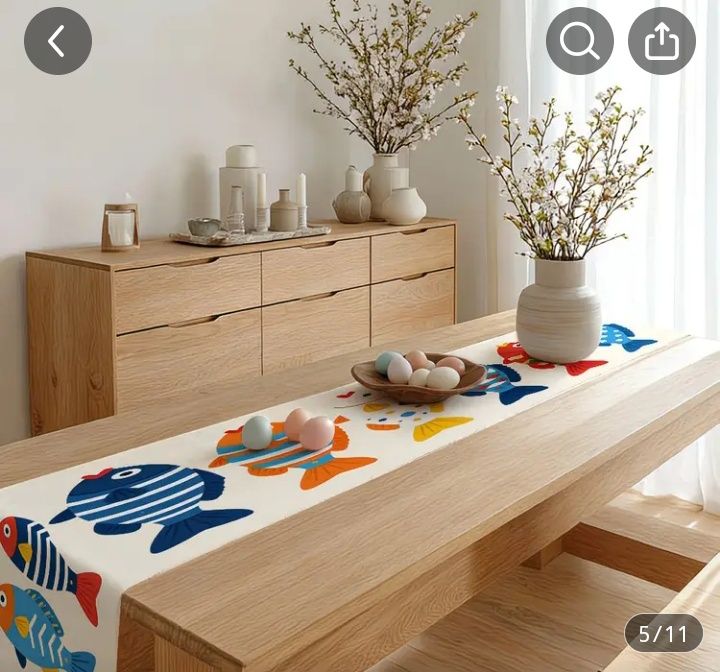 Цветен морски тишлайфер Ярка Тъкан, Празнична Покривка за Маса