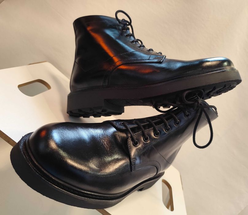 Ghete lace up 41 43 premium Massimo Dutti NOI piele naturala negru