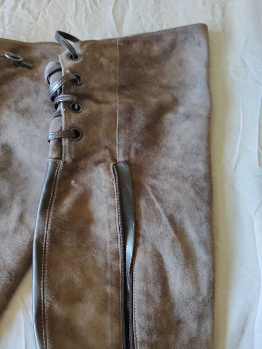 Италиански кожени ботуши над коляното – Vera Cuoio, естествен велур