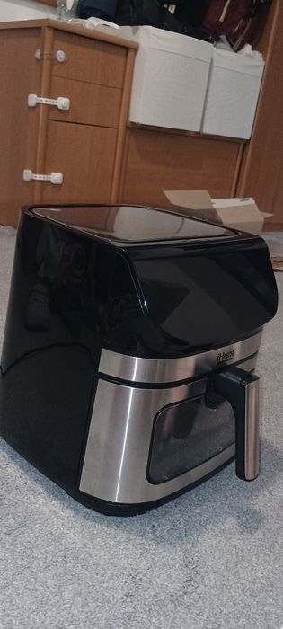 Friteuza cu aer cald, fara ulei, iHunt Bro Air Fryer Ultra, Capacitate 9 litri Sertar cu geam transparent  Ecran digital  12 functii de gatire