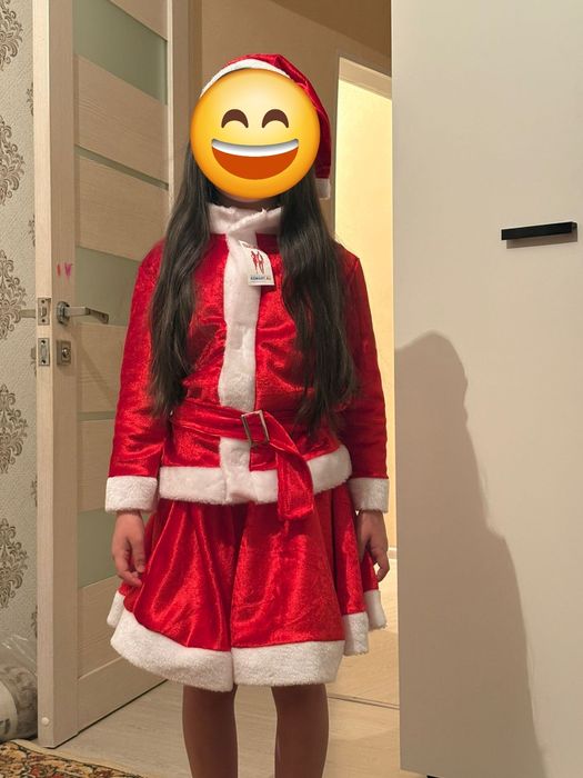 Костюм Санта Клауса для девочки 7-8 лет