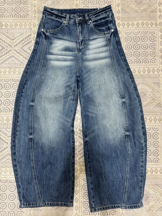 Широкие джинсы багги (wide leg) с эффектом варки, тренд Y2K.