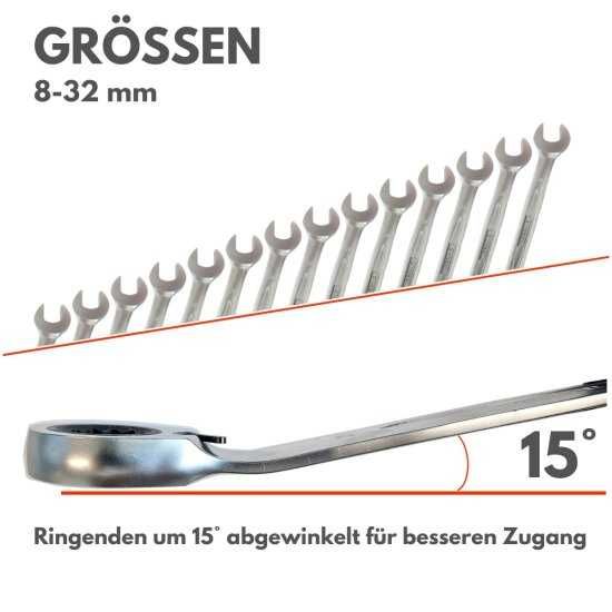 Set chei cu clichet 8-32 mm, 18 buc