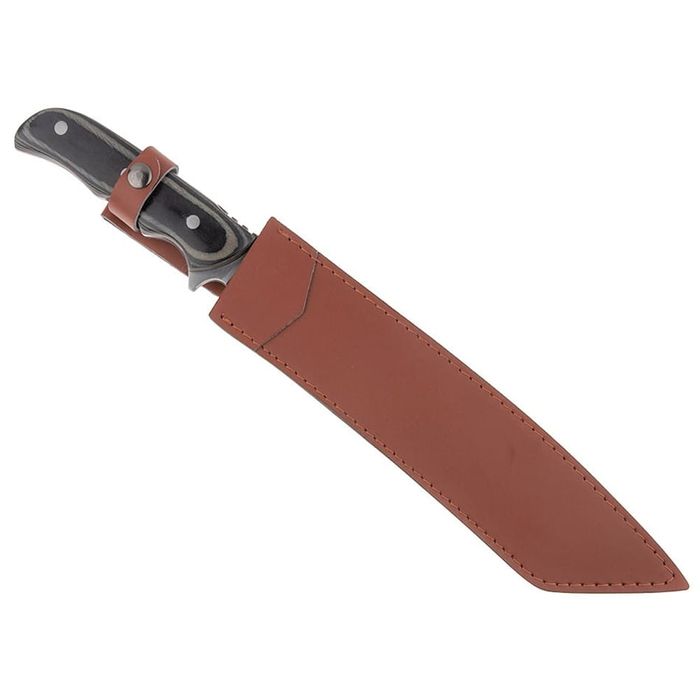 Maceta vanatoare Seax Blade, 45 cm, otel, gri, teaca piele inclusa